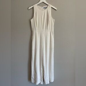 Antonio Melani‎ Linen Blend Wide Leg Jumpsuit Sleeveless Neutral Chic Minimalist